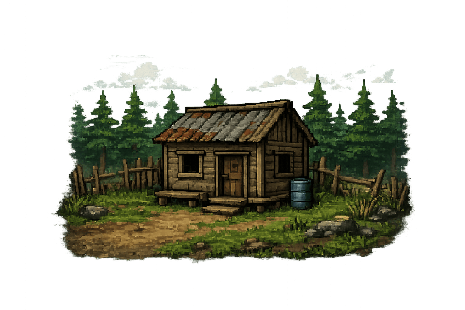 A rundown shack — the first rung